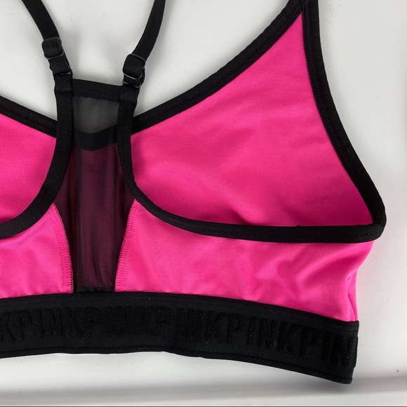 PINK Victoria’s Secret Lounge Sports Bra Sz Large Pink Black Logo - Picture 10 of 15